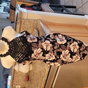 High neck floral body con dress